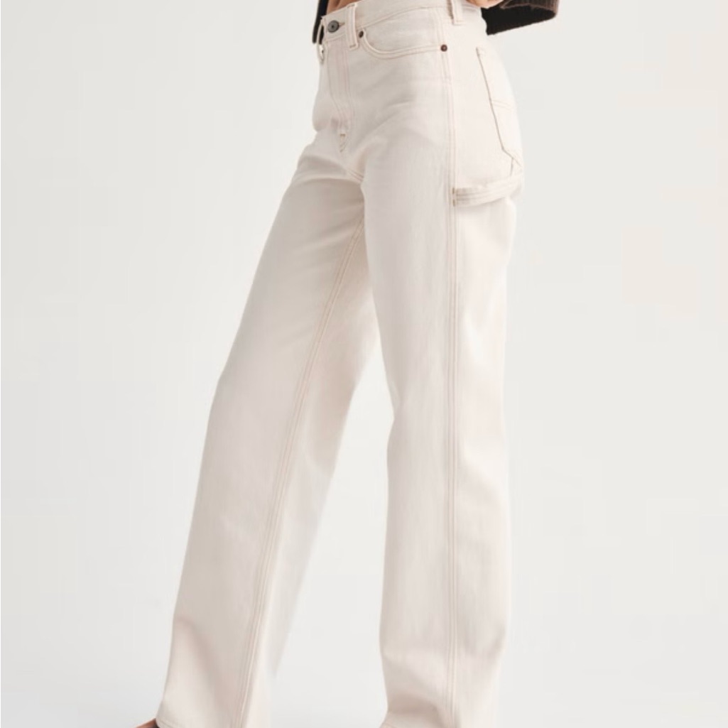 Abercrombie & Fitch Wide-Leg Jeans In Off-White